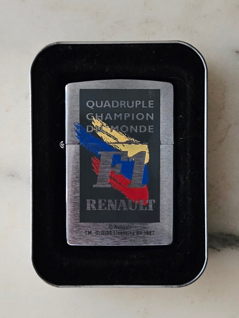 1987 Renault F1 "Quadruple Champion Du Monde" Zippo Lighter